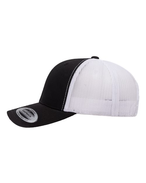 Classic Trucker Hat Curved Bill - Black/White