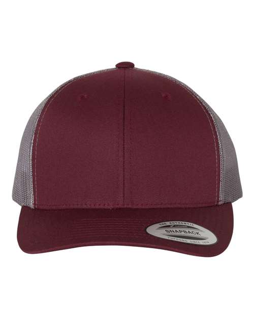 Classic Trucker Hat Curved Bill - Maroon/Grey