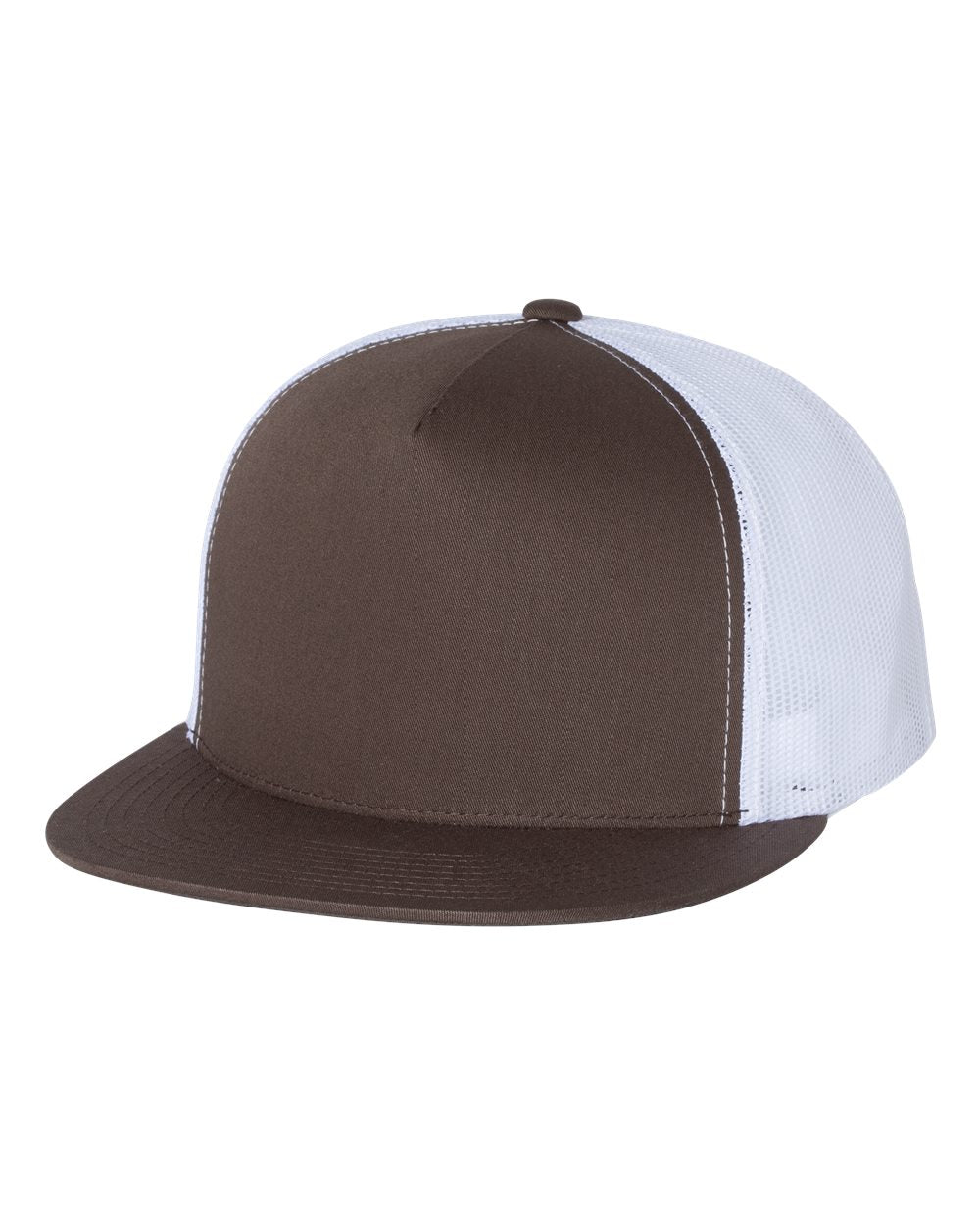 Classic Trucker Hat Flatbill - Brown/White