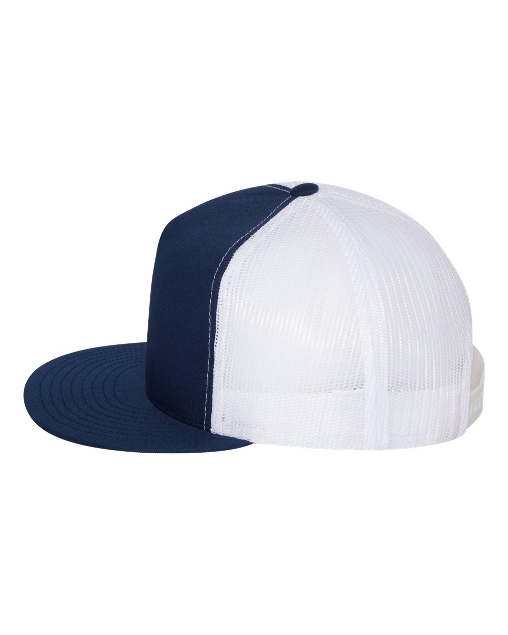 Classic Trucker Hat Flatbill - Navy/White
