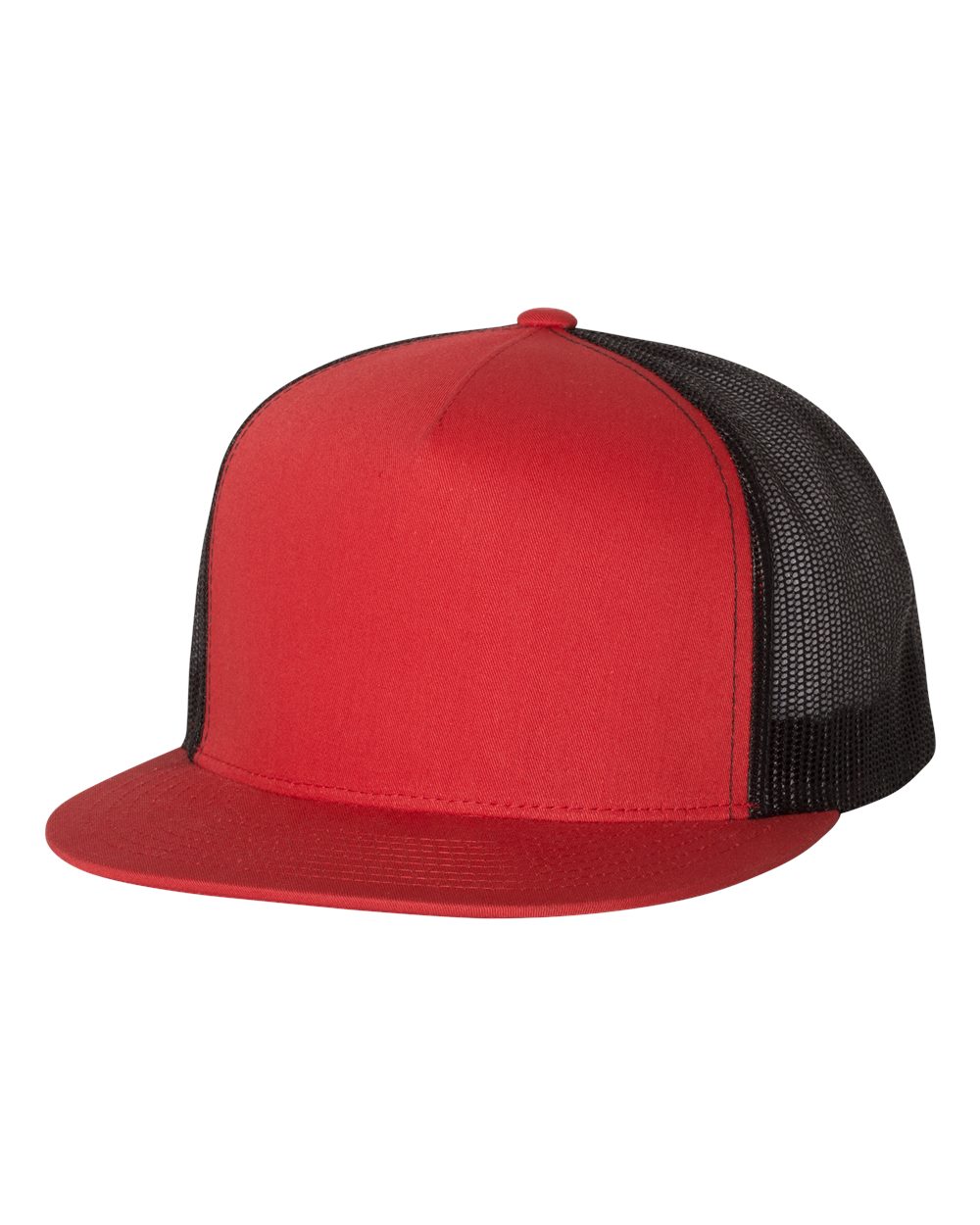 Classic Trucker Hat Flatbill - Red/Black