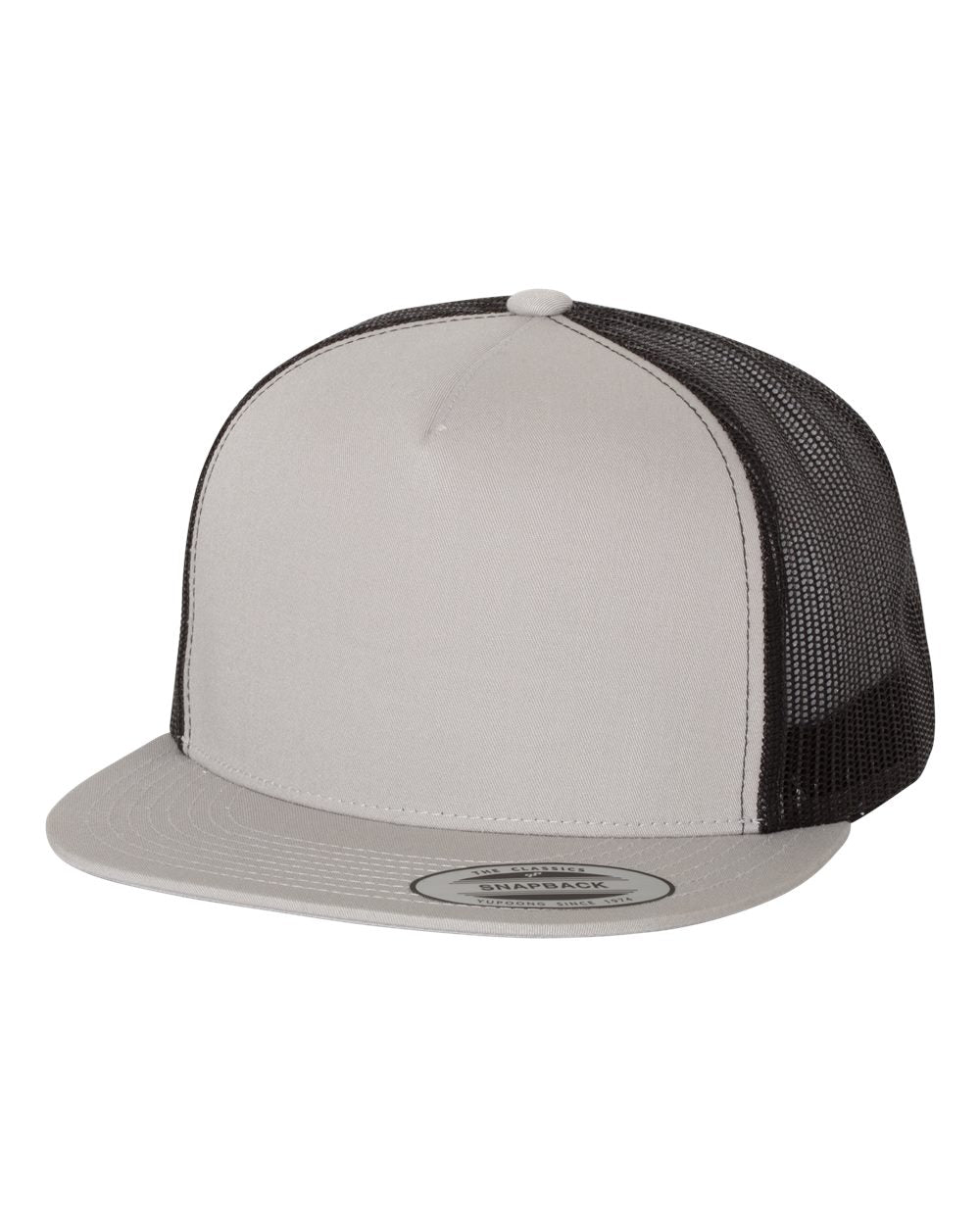 Classic Trucker Hat Flatbill - Silver/Black