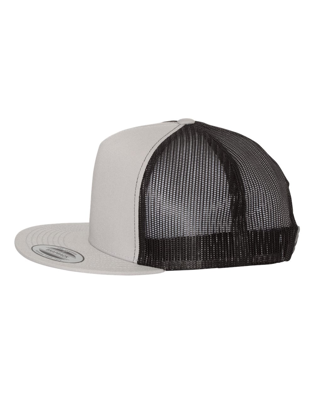 Classic Trucker Hat Flatbill - Silver/Black