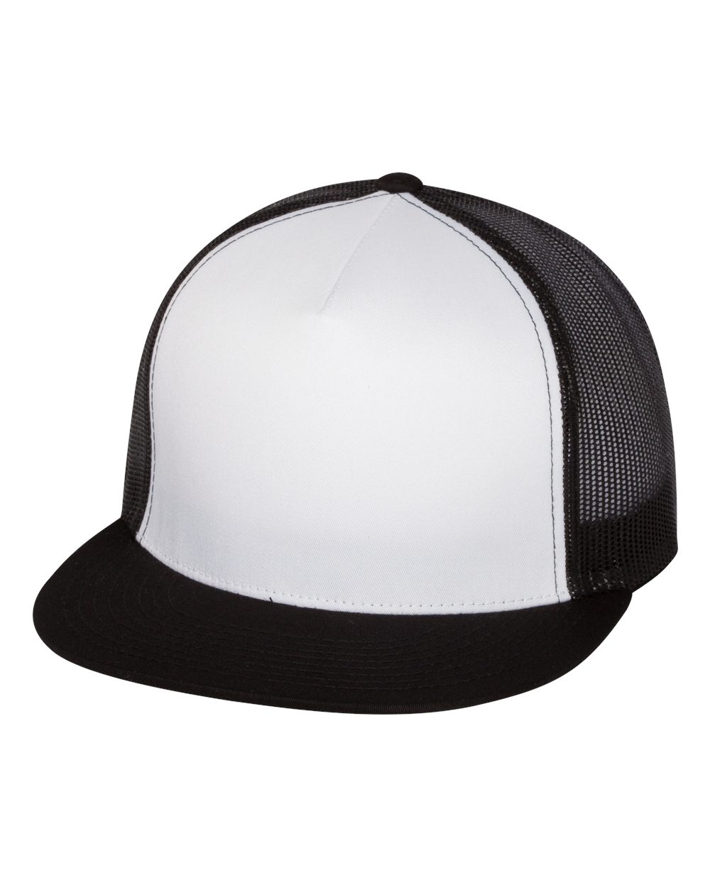 Classic Trucker Hat Flatbill - White/Black