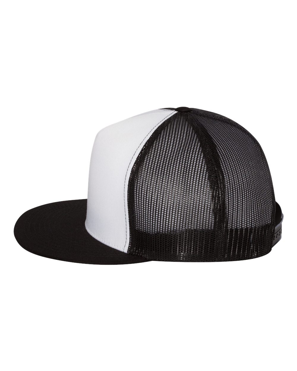 Classic Trucker Hat Flatbill - White/Black