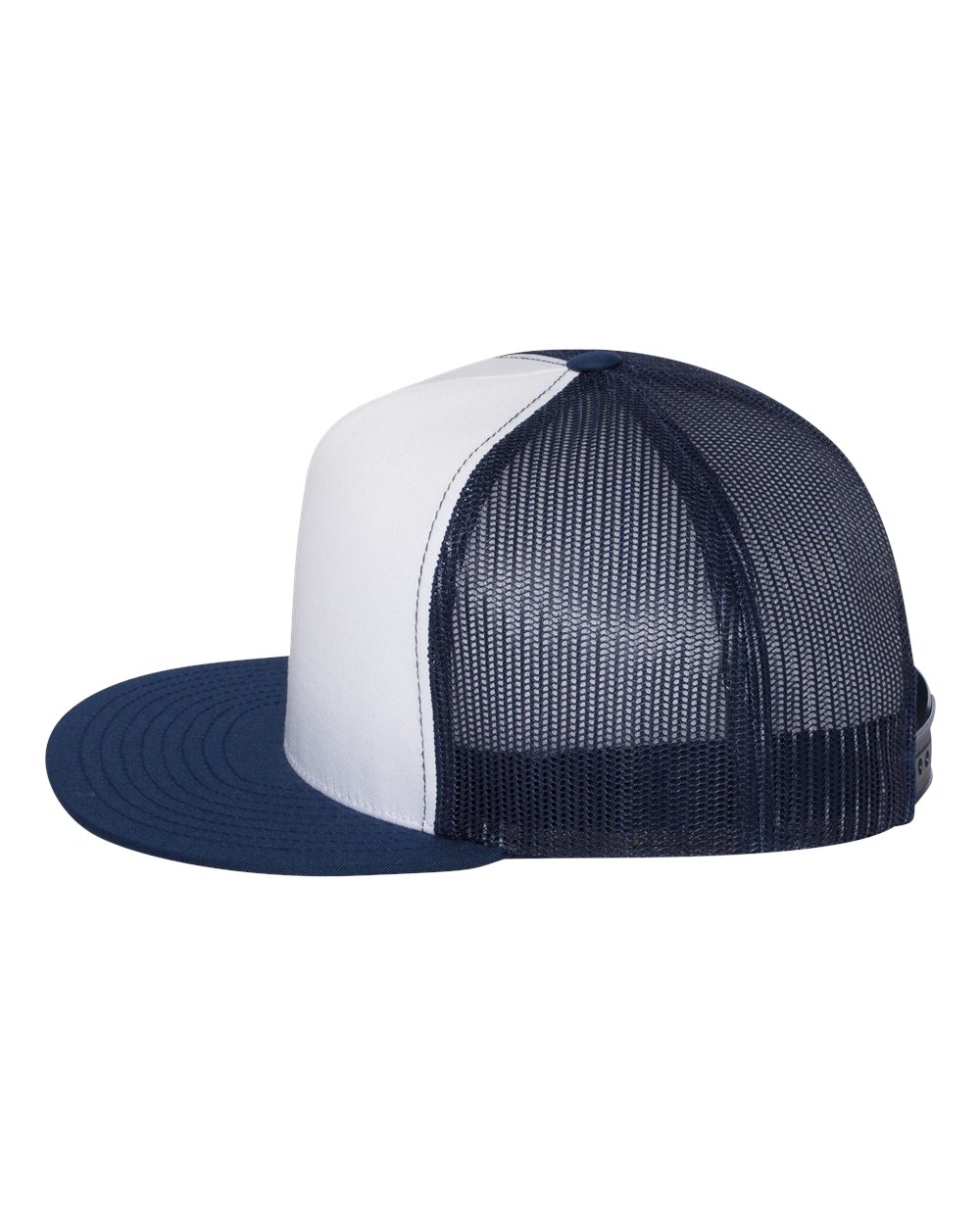 Classic Trucker Hat Flatbill - White/Navy