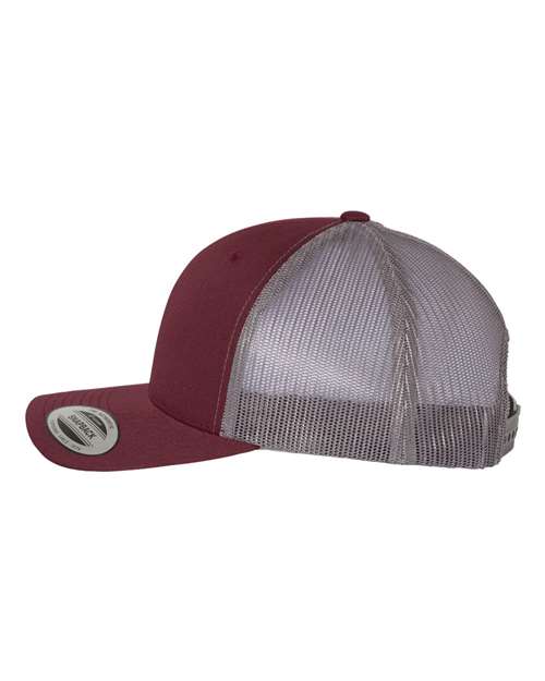 Classic Trucker Hat Curved Bill - Maroon/Grey