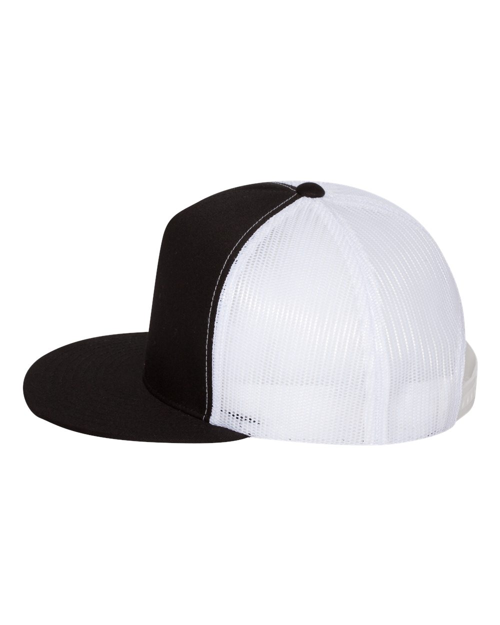 Classic Trucker Hat Flatbill - Black/White
