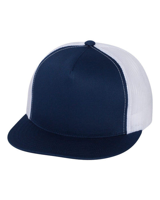 Classic Trucker Hat Flatbill - Navy/White