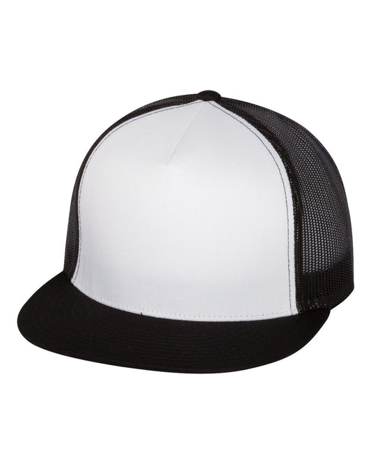 Classic Trucker Hat Flatbill - White/Black
